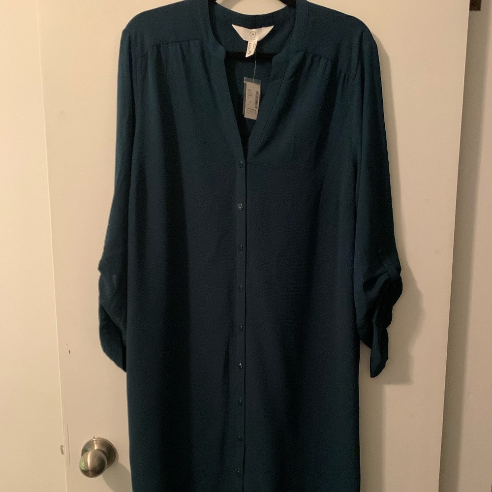 Turquoise Blouse Dress